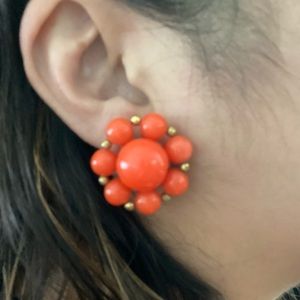 Vintage Orange bead clip on earrings